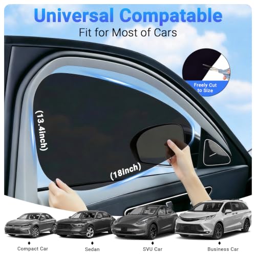 Image of Car Window Shade Static Cling, Roll Windows Down for Driver, 2 Pack | Car Window Covers with 99% UV Block | No Glue No Residue |Driver Protection, Car Shades for Side Windows, Fit for Most Cars