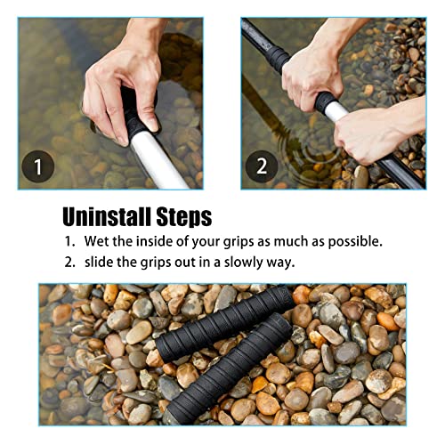 Hagsfire Kayak Paddle Grips, Kayak Accessories, 2Pcs Non-Slip Silicone Kayak Wraps, Kayaking Accessories For Take-Apart Paddles, Blister Prevention, Fits For Kayak Paddle Diameter Up To 1.18” (Black) #TOP3
