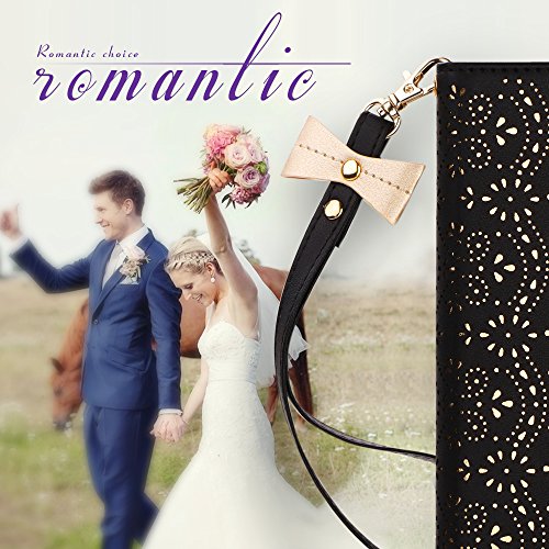 WWW Homelove iPhone 6S 4.7" Case, iPhone 6 Case, [Luxurious Romantic Carved Flower] Leather Wallet Case with [Inside Makeup Mirror] and [Kickstand Feature] for Apple iPhone 6/6S Black - Thumbnail 4