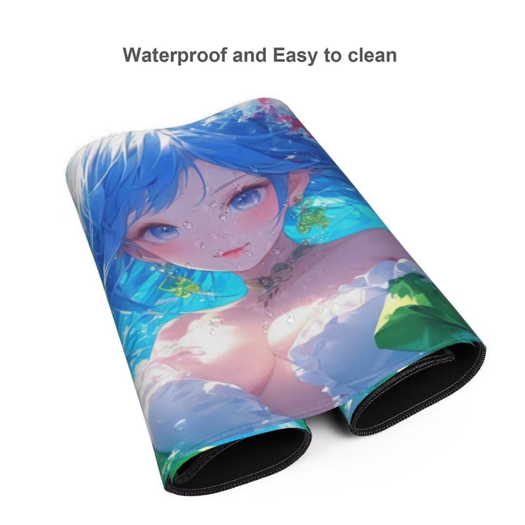 Alfombrilla de ratón 1400x600x3 MM, Alfombrilla Ratón XXL Extendida de Gran Tamaño con Bordes Cosidos, Base de Goma Antideslizante Almohadilla para Teclado, La Belleza del Agua S-4511