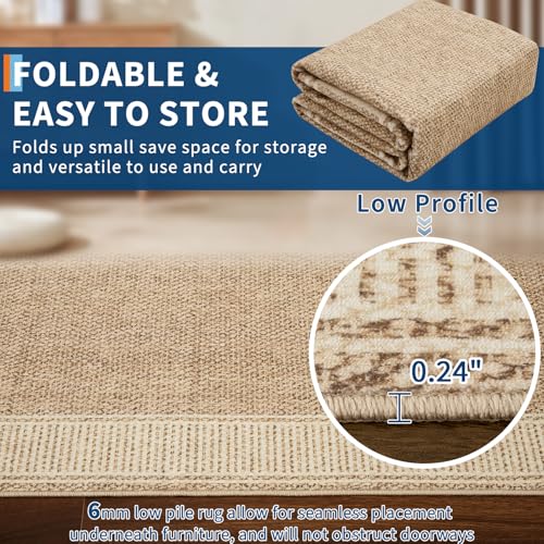 Tapete lavable GarveeHome 5x7 beige para sala miniatura 5