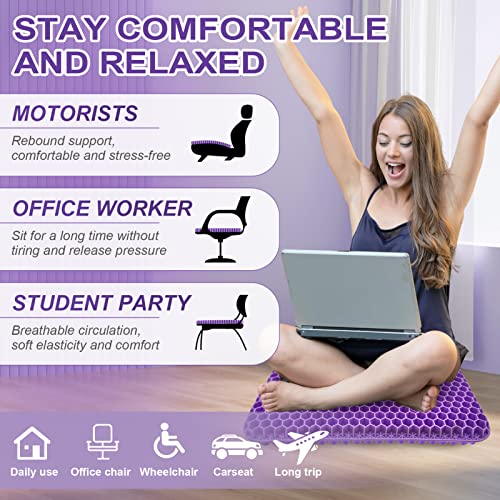 Super Large & Thick Gel Seat Cushion For Long Sitting, Office Chair Cushion For Car, Wheelchair, Desk, Stadium- Hip, Coccyx, Sciatica, Pressure Sores Tailbone Pain Relief Pad, Seat Cushion #TOP3