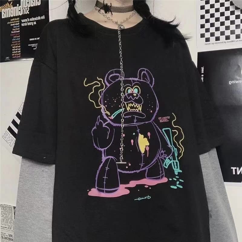 Harajuku Anime Monster Girl Blouse Gothic Top Girl Teen Punk Y2k Oversized Pullover Jumper Clothes Japanese Streetwear2