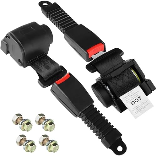 Retractable 61" DOT Seatbelts, Universal 2 Point Adjustable Seat Belts for Golf Carts EZGO, Yamaha, Club Car, ICON, Star, Zone Golf Carts, Go Kart,