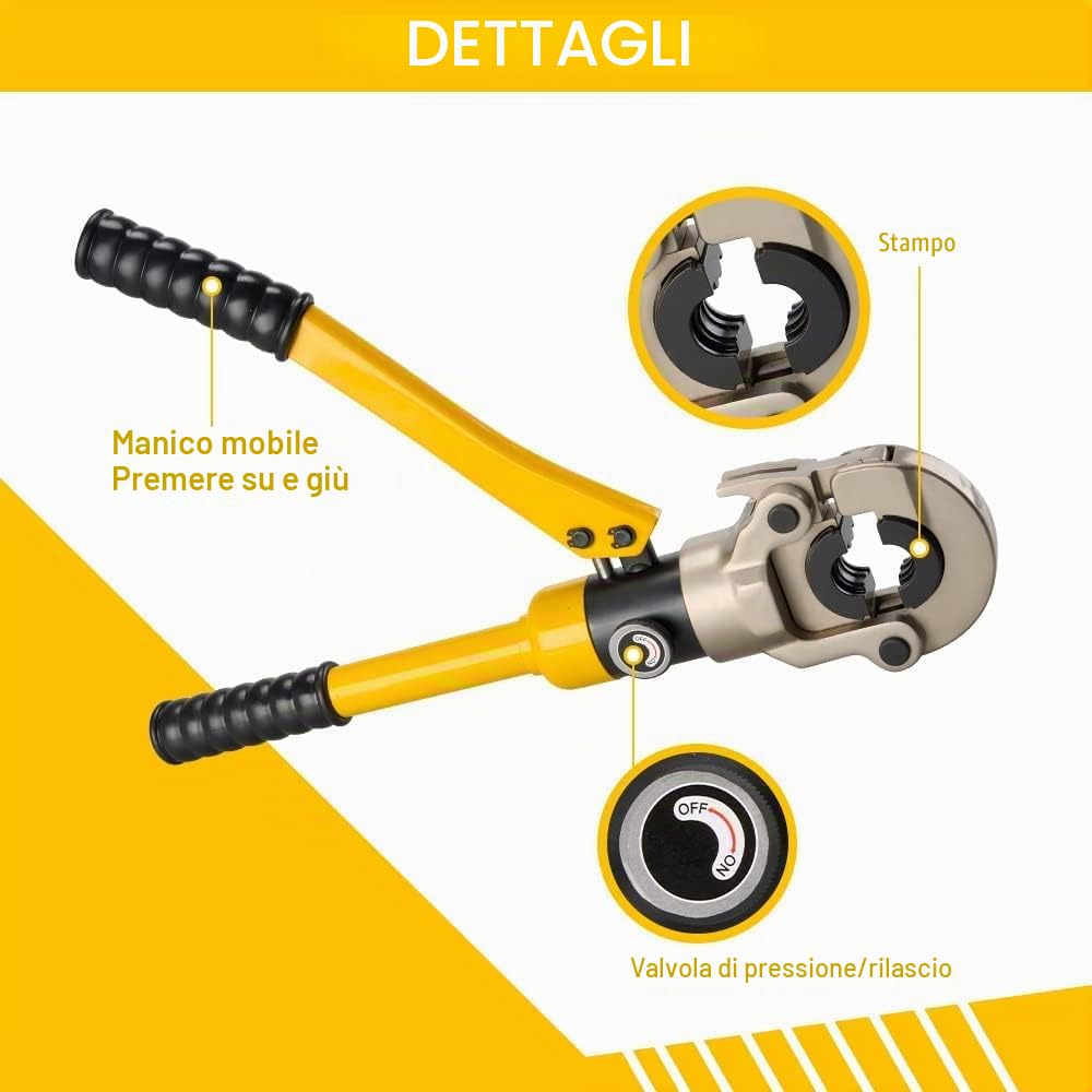 Pinza crimpatrice idraulica per tubi, pinza crimpatrice per tubi a pressione, pinza crimpatrice per tubi compositi profilo TH per tubi in alluminio-plastica con profilo TH 16 20 26 32mm².