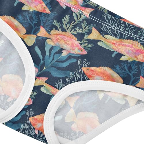 Girls Underwear Soft Cotton Tropical Fish Coral Kids Panties in Sizes 2/3t, 4t, 5t, 6 and 84