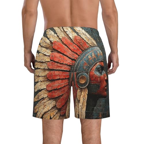 Men's Swim Trunks Beach Board Shorts Swimwear Bathing Suits - Southwest Indian Aztec Navajo Vintage3