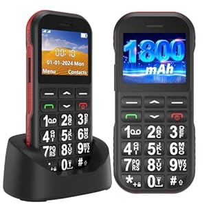 Seniorenhandy Ohne Vertrag, GSM Dual SIM Tastenhandy Seniorentelefon mit Großen Tasten, 1800 mAh Akku Lange Standby-Zeit, USB-C, Ladestation, Rentner Senioren Handy Einfach mit SOS-Taste, Kurzwahl