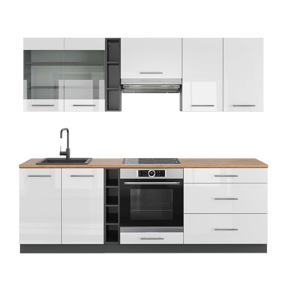 Vicco Cucina componibile Fame-Line, Bianco lucido/antracite, 235 cm