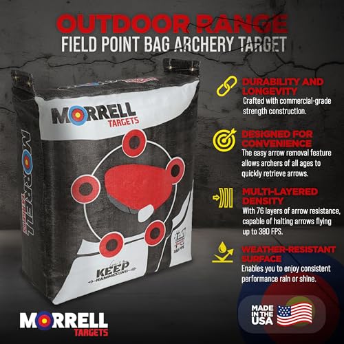 Morrell Targets Keep Hammering Commercial Grade Crossbow 54 Pound Adult Field Point Archery Bag Target with 76 Layers of Stopping Power, Multicolor