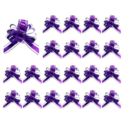 20 Nœuds à Tirer Violets 16 cm Ruban Double Couche - 2