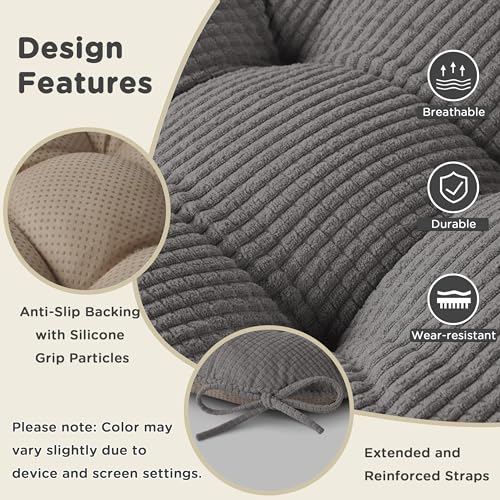 Image of AddGrace Chair Cushions for Dining Chairs Set of 4 Non-Slip Kitchen Seat Cushions with Ties Tufted Thick Seat Pads for Indoor Kitchen Dining Furniture 17 inchx16 inchx3 inch Grey