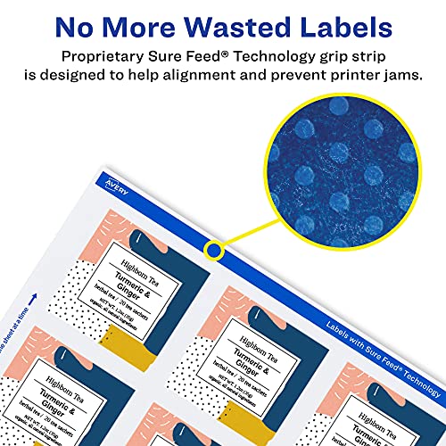 Avery Matte White Square Labels, Sure Feed Technology, 2-1/8" x 2-1/8", 600 Matte White Printable Labels by Avery - Image 4