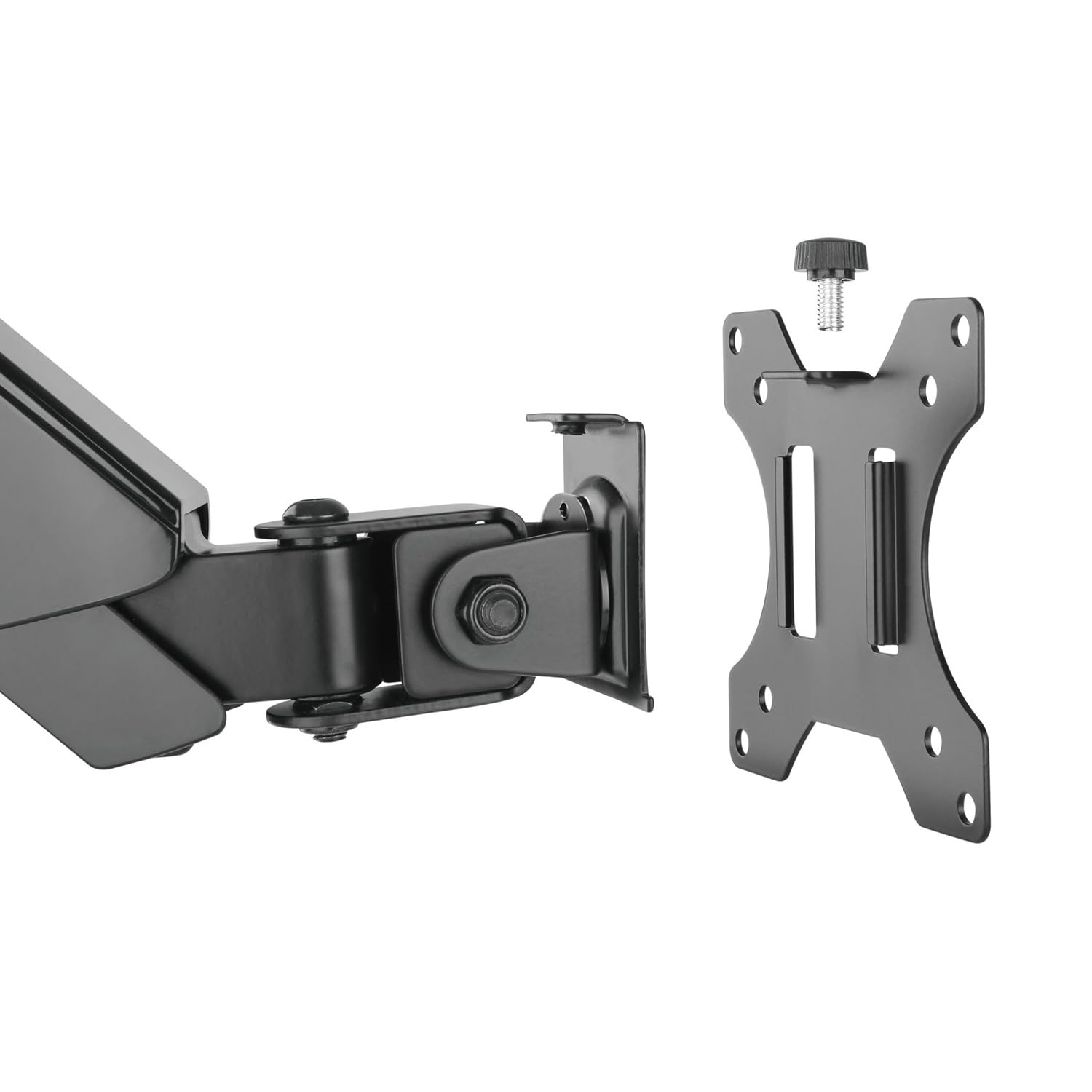 Maclean MC-775 Support de moniteur avec ressort à gaz 17-32 - Support de bureau Vesa 75 x 75 100 x 100 cm - Noir + renfort de table