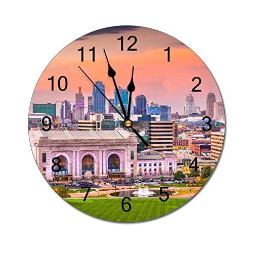 Wall Clock Silent Non Ticking PVC Clocks, Kansas City,