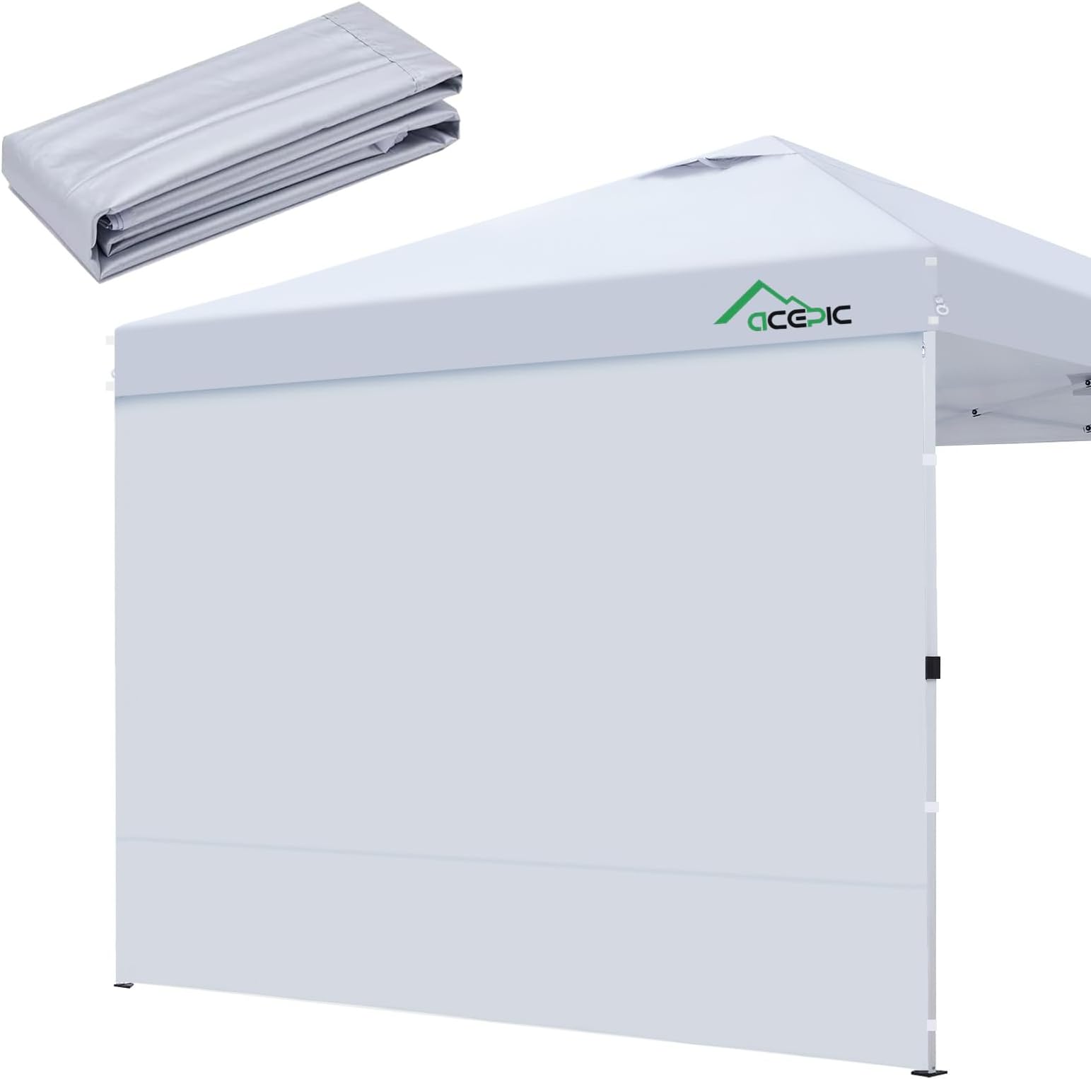 Acepic Sidewalls for 10x10 Pop Up Canopy, 210D Polyester Waterproof Canopy Sidewalls with UV Protection, Sunwall Only (Silvery White, 10 * 10ft 1PCS)
