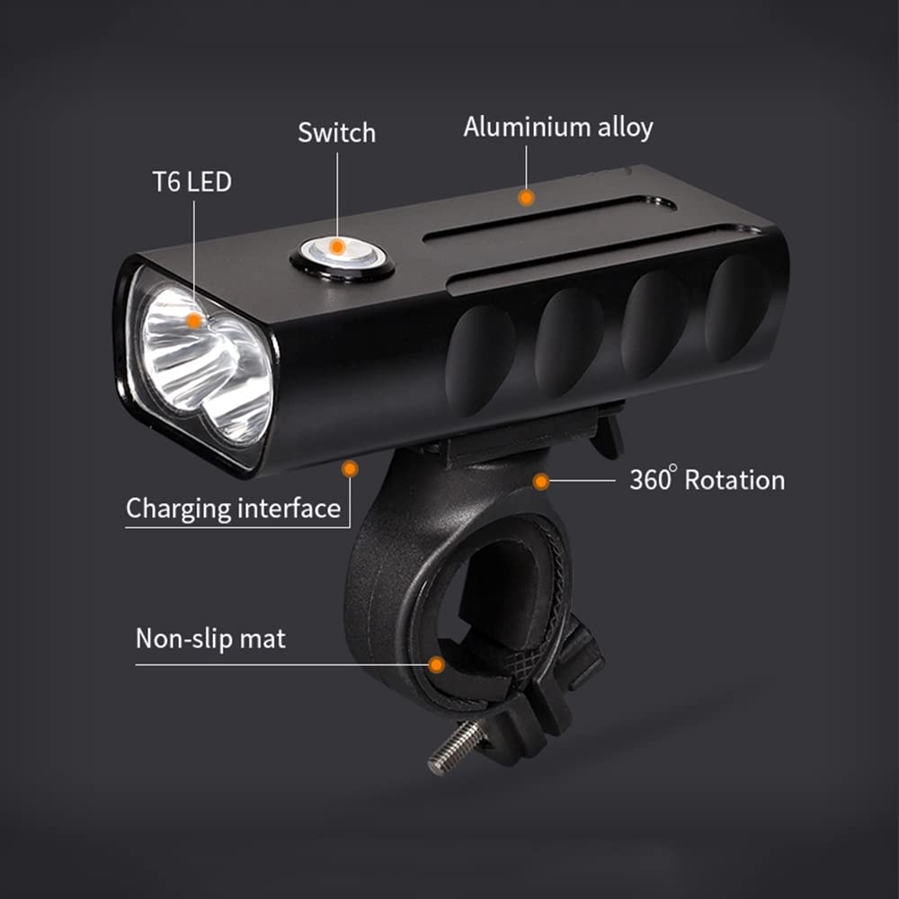 Lampe Frontale de vélo LED 1000 LM, Rechargeable par USB avec Batterie Externe, 3 Modes d'éclairage, étanche.