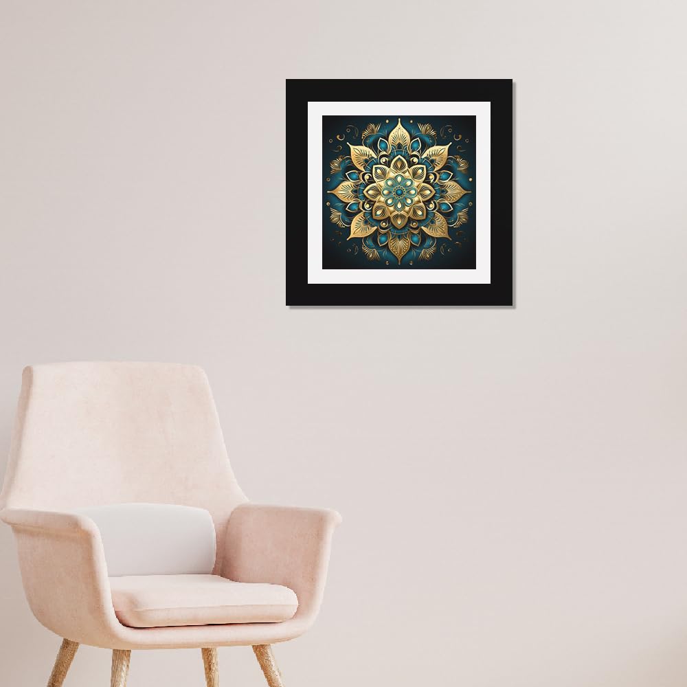 DEKORSTATION Modern Mystical Mandala Wall Painting, Square Divine Wall Art Painting/Posters Wall Decor For Living Room, Gold Size: 12 X 12 Inch 1
