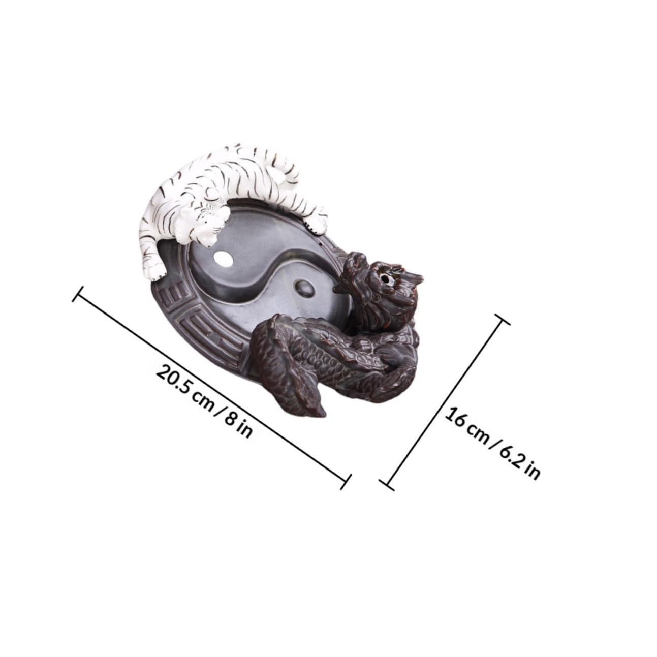 Quemador de Incienso de Cerámica Reflujo Forma Dragón y Tigre, Porta Conos de Incienso Artesanal para Decoración de Oficina y Sala de Estar