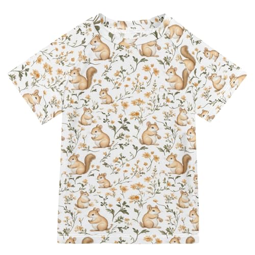 Bathing Suit Kids Short Sleeve Big Girls Swimsuit 3T Sweet Squirrel Animal White