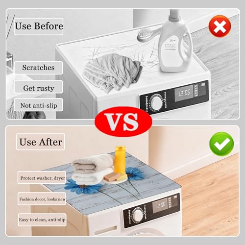Image of Washer and Dryer Covers for the Top, Non-slip Dryer Top Protector Mat, Dust-proof Washing Machine Cover, 23.6 inch x 19.7 inch (daisy, 23.6 inch x 19.7 inch)
