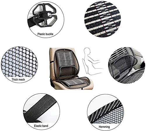 Car Seat Office Chair Bamboo Chip Cover Cushion With Wire Mesh Lumbar Back Support,Breathable Cool Black Mesh With Strap Comfortable Ventilate Support Cushion Pad,Back Pain Relief For Car Seats #TOP4