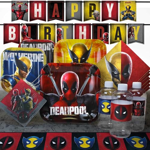 Deadpool & Wolverine Party Pack | Marvel Superhero Supplies for 8-24 Guests