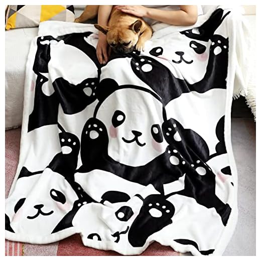 Jurllyshe Panda Throw Blanket Panda Plush Sherpa Fleece Blanket Panda Gifts for Girls Soft Warm Fuzzy Pandas Stuffed Animal Blankets for Kids or Adults All Seasons (Cute Panda, 50 x 60 Inch)
