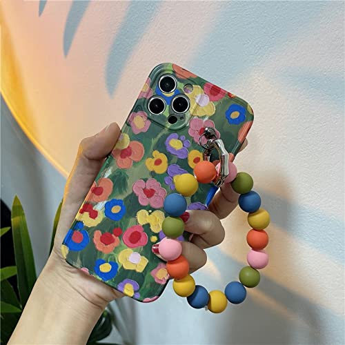Coque iPhone 11 bracelet perle téléphone chaîne fleur antichoc