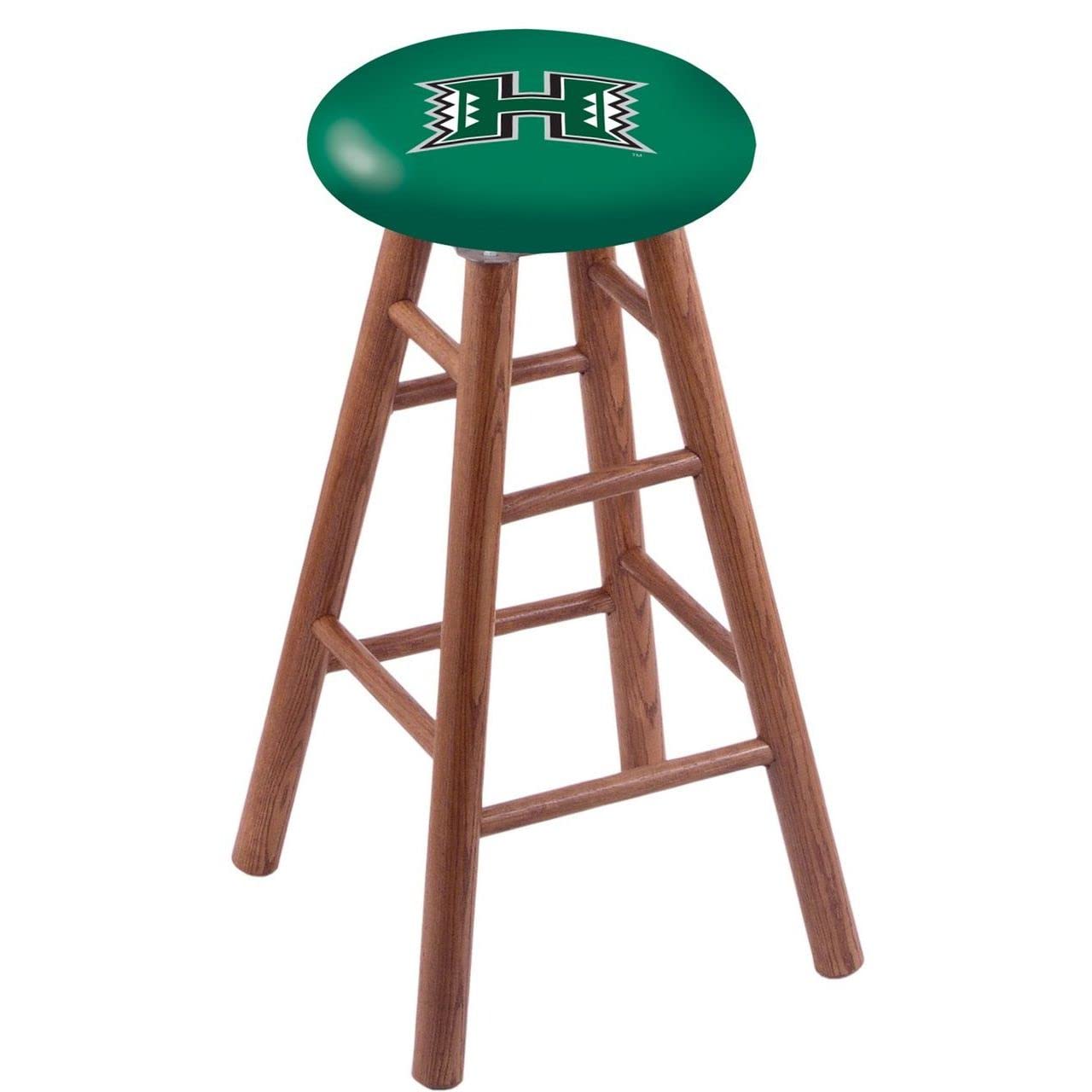 Holland Bar Stool Co. Oak Extra Tall Bar Stool in Medium Finish with Hawaii Seat by The