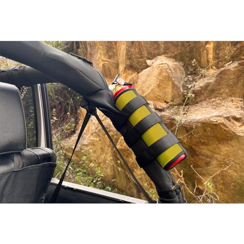 Image of Roll Bar Fire Extinguisher Mount for Jeep Wrangler YJ TJ JK JKU JL 2.5 Lb Fire Extinguisher Holder Bag(Lemon Yellow)