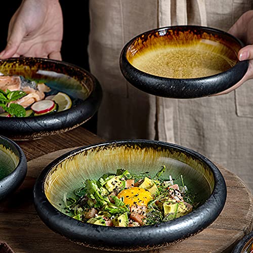 Teller aus glasierter Keramik, geschlitzt, für kreative Eisöfen, japanischer Teller für Sushi, Sashimis, Salatteller, Abendessen (B, L)