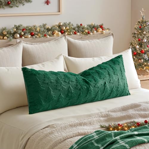 Image of MIULEE Christmas Throw Pillow Cover Dark Green 14x36 Lumbar Body