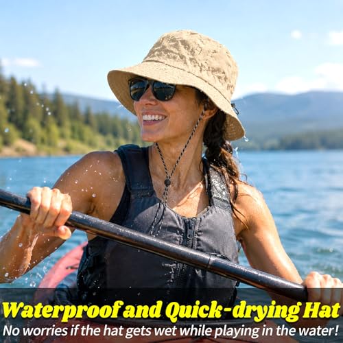 Image of NPQQUAN Sun Bucket Hats for Woman Men Lightweight Sun Hat Packable Foldable Waterproof Beach Hiking Hat