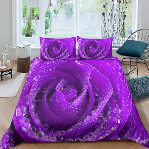 Housse de couette violette en microfibre avec fermeture éclair