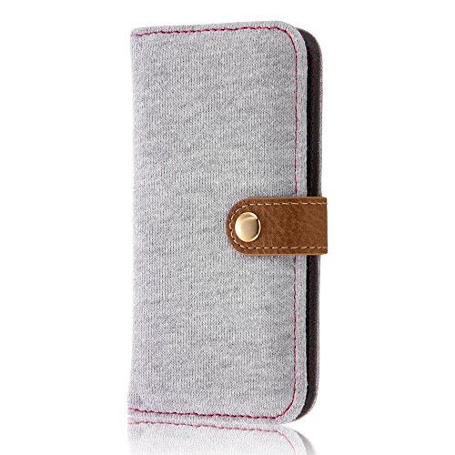 レイ アウト iPhone SE / iPhone5s / iPhone5 ケース 手帳型 ファブリック スウェット ライトグレー RT-P11FBC1/GR