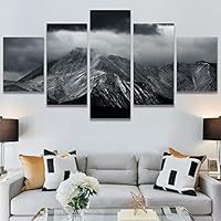 SIGNWIN 5 Panel Canvas Wall Art Monochromatic Mountains for Home Decorations Ready to Hang - 60