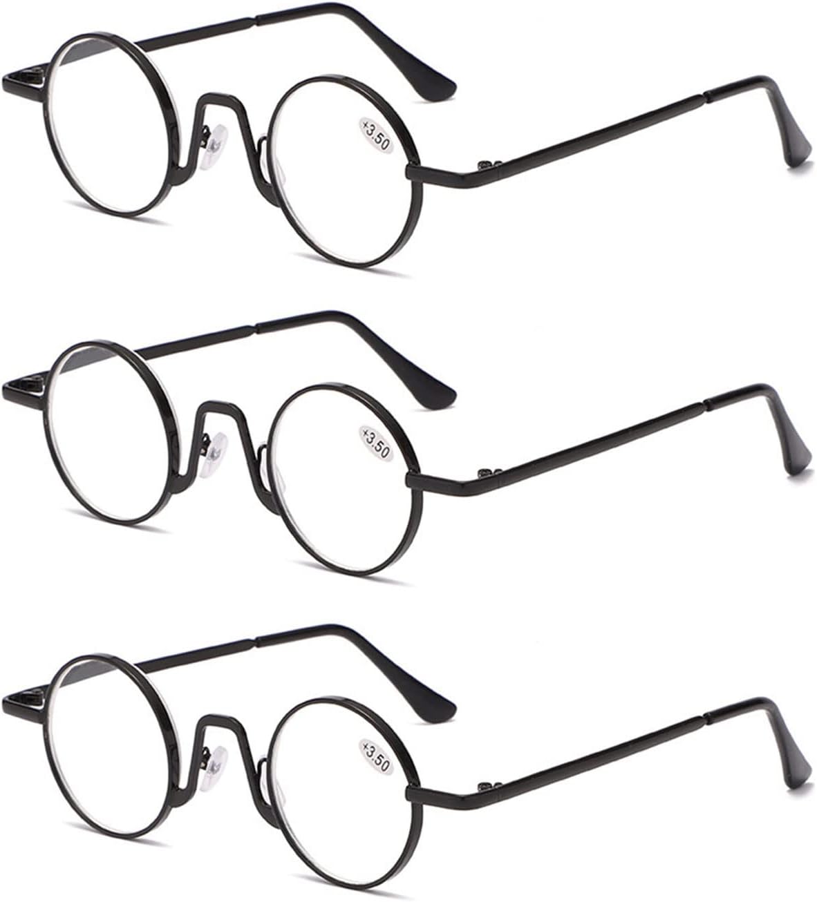 KOOSUFA Small Round Reading Glasses Blue Light Blocking for Women Men Retro Metal Eyeglasses Computer Readers Eyewear