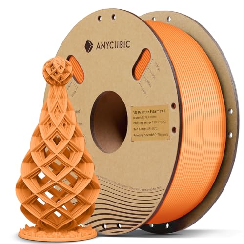ANYCUBIC Matte PLA Filament 1.75mm, 3D Printing PLA Filament 1.75mm Dimensional Accuracy +/- 0.02mm, 1KG Spool (2.2 lbs), Matte Orange 1kg Matte Orange