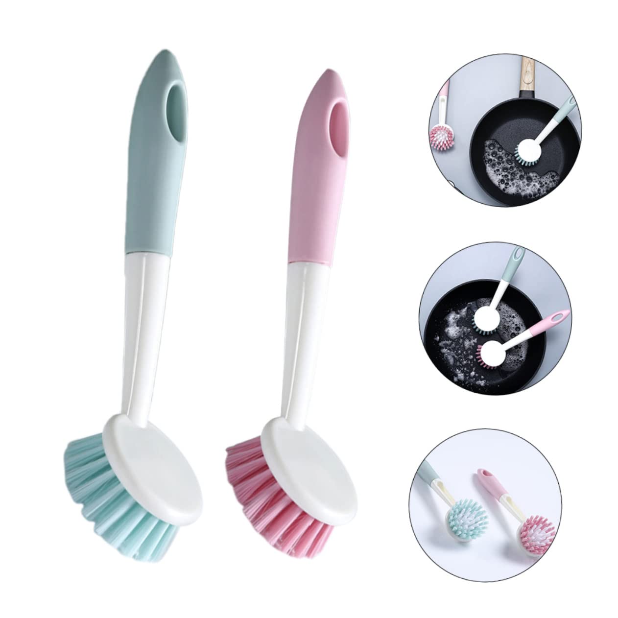 Beavorty Juego De 3 Cepillos para Fregar Platos con Mango para Cocina Cepillos para Fregar Ollas Y Estufas Suaves para El Revestimiento De Ollas Fácil Almacenamiento 2 Unidades X 3