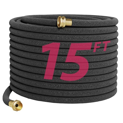 Araiozora Soaker Hose 15FT 1/2 Inch Premium Soaker Hose with Solid Brass Connectors for Deep Root Watering in Flower Beds & Landscaping