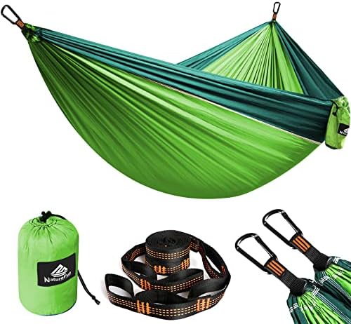 NATUREFUN Ultra-Light Travel Camping Hammock | 300kg Load Capacity,Breathable,Quick-drying Portable Hammock(275 x140cm) | 2 x Premium Carabiners,2 x Nylon Slings Included | Outdoor Indoor Garden