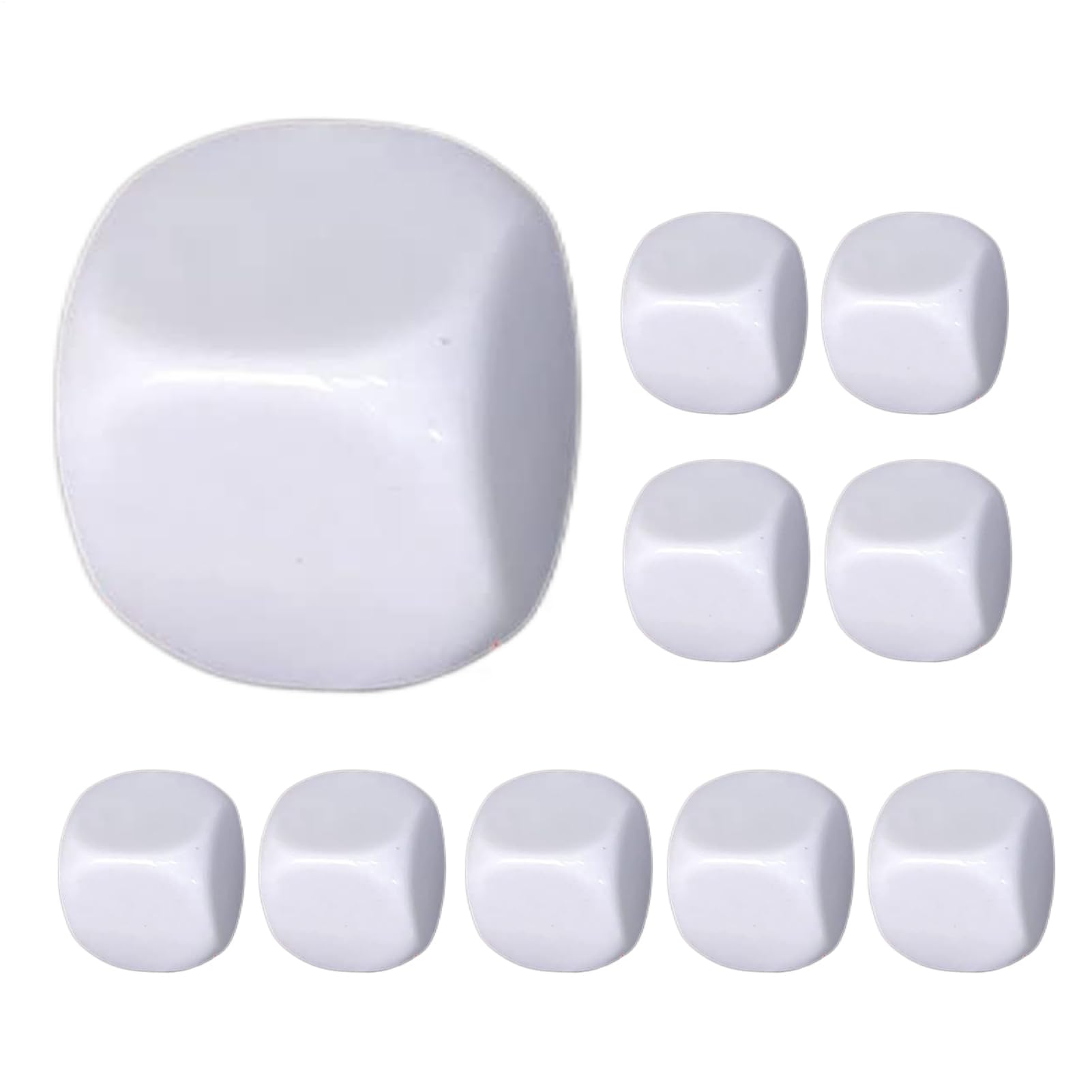 Blank Dice Set – 10X White Acrylic Cubes, Rounded Six Sided Writable Blocks, DIY Numbering Tool | Customizable Dice for Math Games, Counting, Learning, Building Blocks, Craft Projects