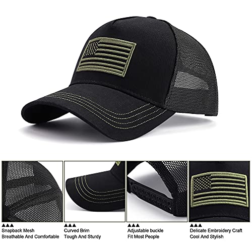 Faleto Usa Hat Baseball Cap Black Mesh Hat Us Patriotic Military Veteran Hat Summer Sun Hat American Flag Patch Trucker Dad Cap Classic #TOP6