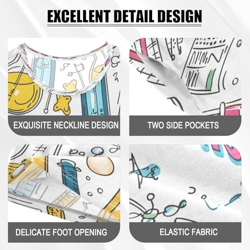 ALAZA Chemistry Science Cartoon Pajamas Set Short Sleeve Cotton Sleepwear Summer Pjs 2 Piece 5-14Y4