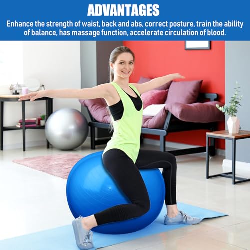 Image of Leyndo 4 Pcs 26 Inch Yoga Exercise Ball Pilates Pregnancy Birthing Fitness Ball with Quick Pump Anti Burst for Improved Posture, Balance, Yoga, Pilates, Training