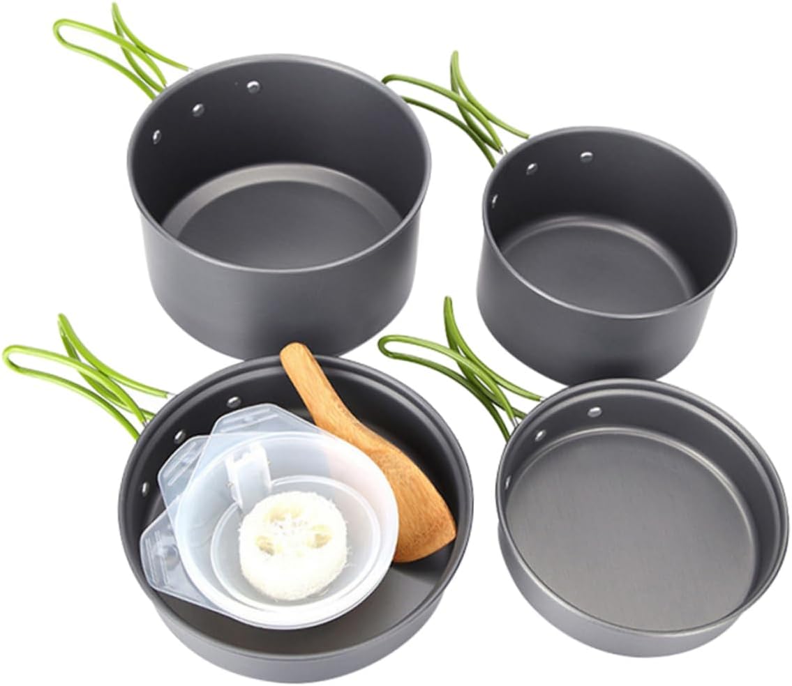 1Set Outdoor Cooking Pot Set Cookware for People Lightweight Camping Utensils Portable Dinnerware Kit for Camping Hiking and Picnics