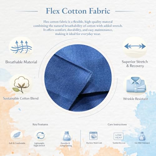 Image of Premium Cotton Flex Fabric for Sewing & Dressmaking | Soft, Breathable, Durable Material | Ideal for Kurtis, Shirts, Dresses, Home Decor & Crafts (Blue, 2.5 Meters)