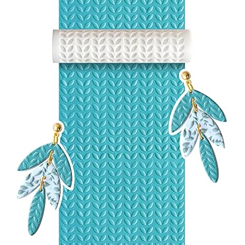 Keoker Clay Texture Roller, Pottery Stamps for Polymer Clay Earrings Jewelry, 4 in Embossing Pottery Texture Rollers,twig Rollers, (Large Size-Square) (Vertical Line) Cover