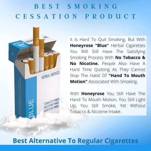 Honeyrose Blue - Tobacco & Nicotine Free Herbal Cigarettes, Made In England #TOP5